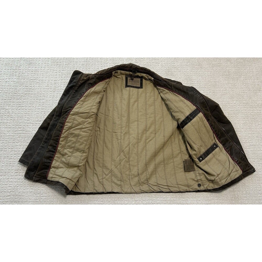 Mens Columbia Bomber Biker Jacket Size Large Distressed Oil Cloth Cotton Y2K VTG - Picture 5 of 12